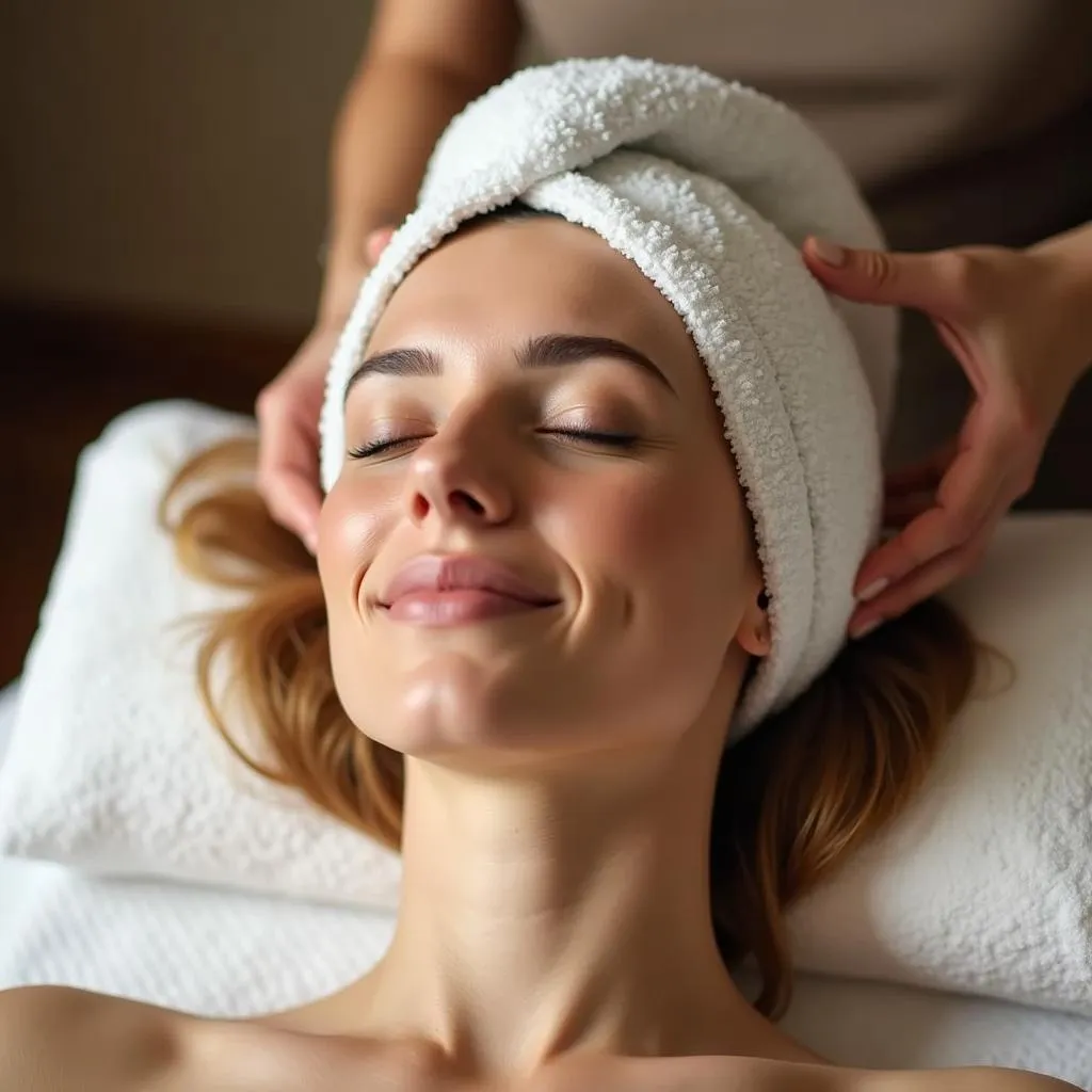 Client Relaxing During L'Oreal Hair Spa Treatment