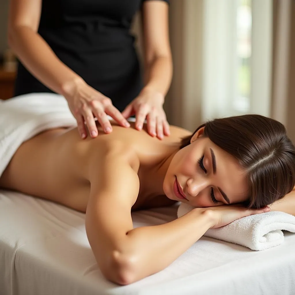 Woman enjoying a relaxing massage therapy session