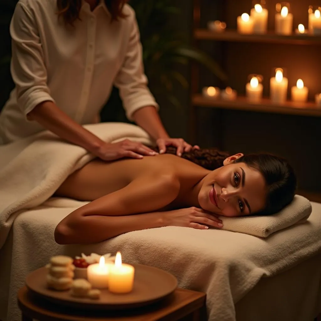 Woman Receiving Relaxing Body Massage at Spa