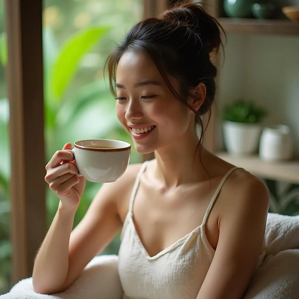 Woman relaxing after Angles Thai Spa treatment