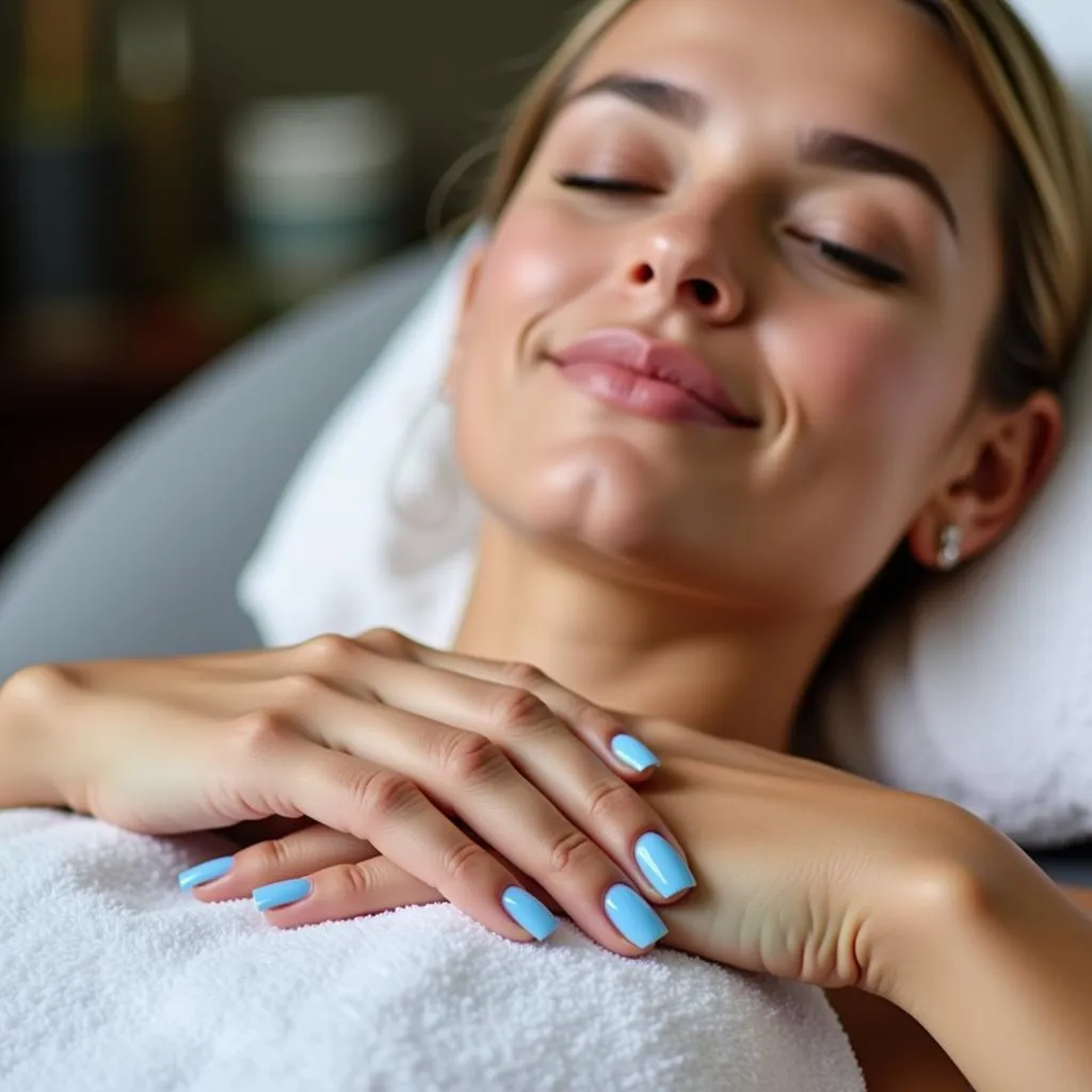  Woman Relaxing at Blu Nail Spa