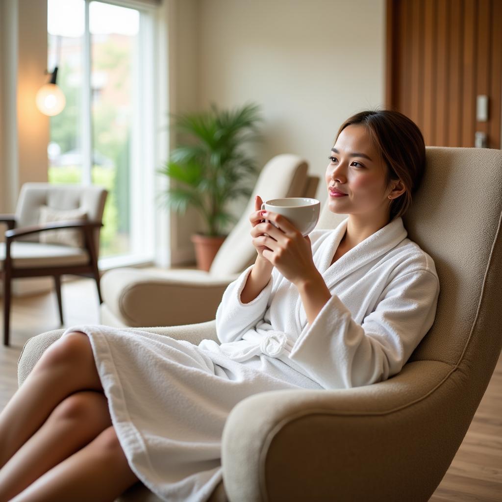 Woman Relaxing at a Breeze Spa