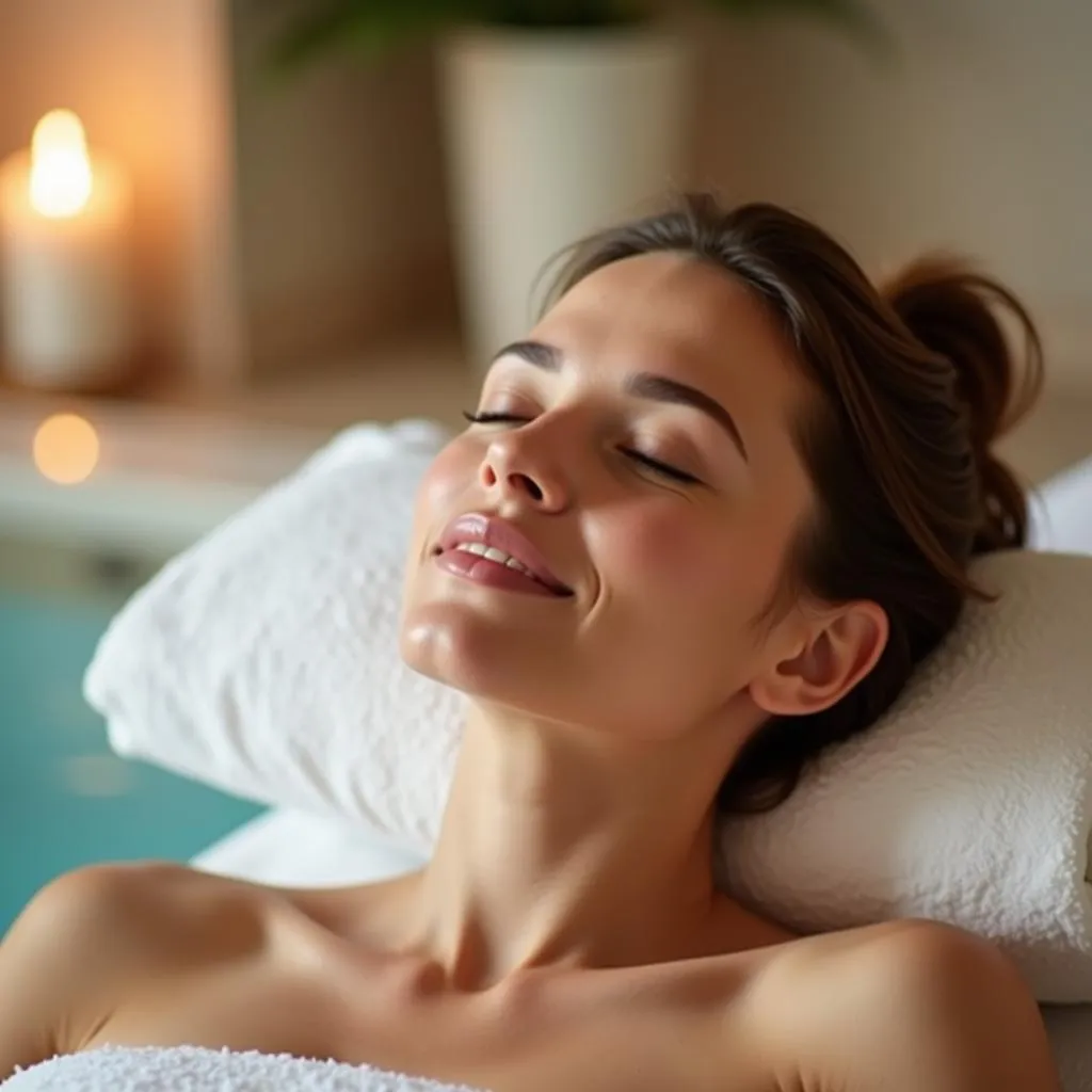 Woman Relaxing in Serene Spa Setting in Perpignan