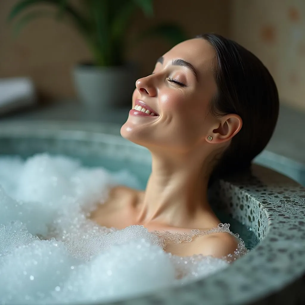 Woman relaxing in a spa pool