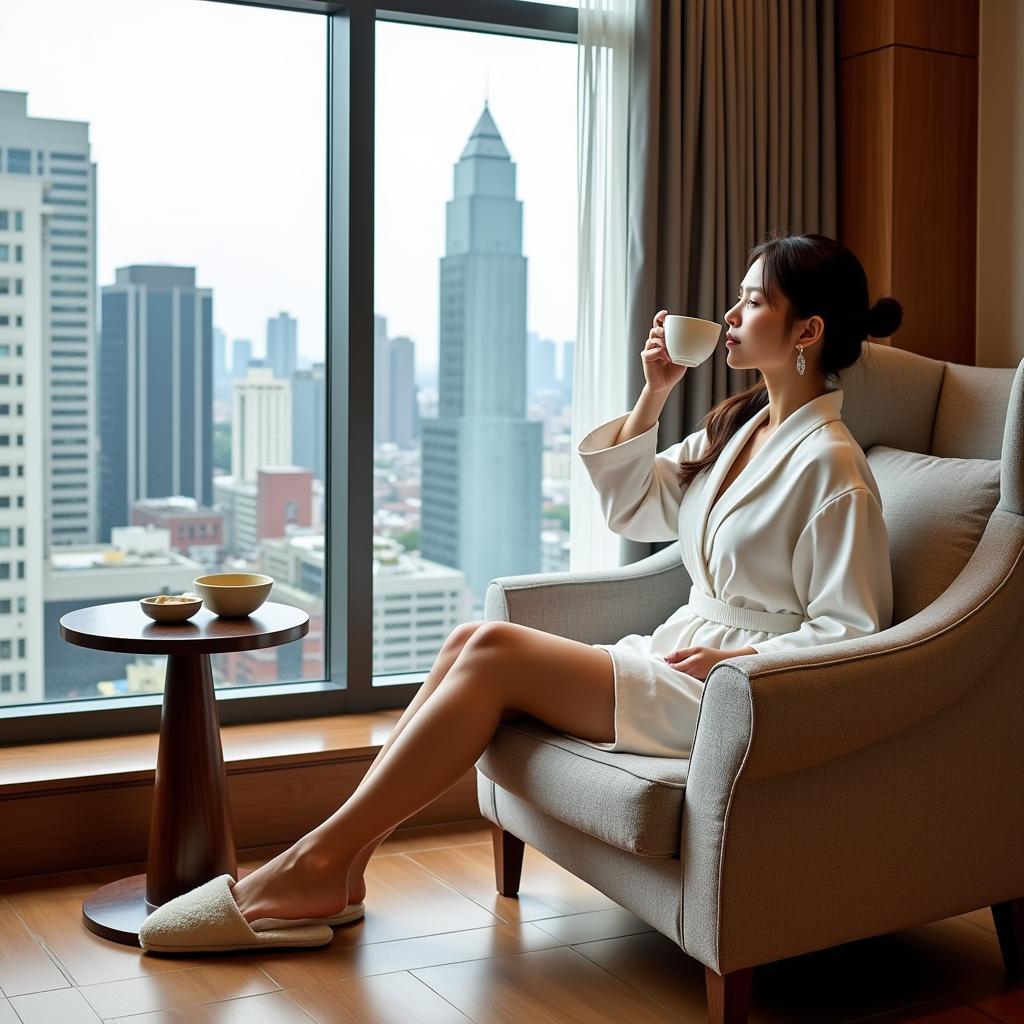 Woman Relaxing at a Boulevard Hotel Spa in Kuala Lumpur