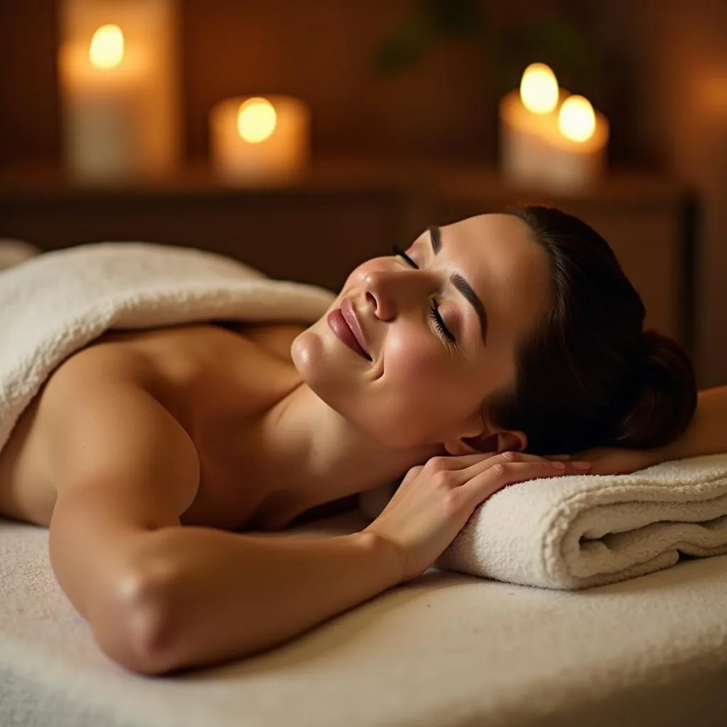 Woman Relaxing with Ambient Spa Music