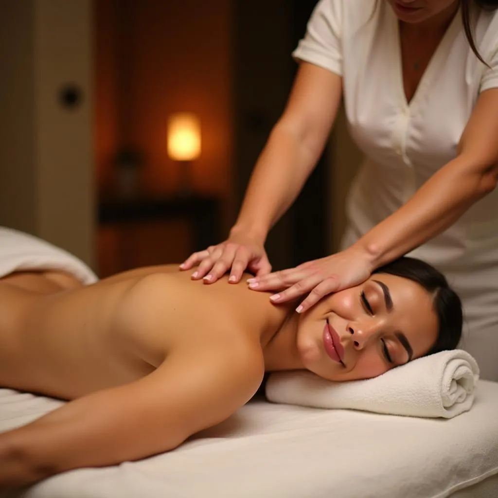 A woman enjoys a relaxing massage at a spa in Prabhadevi