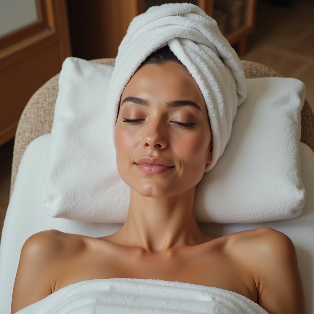 Relaxing with a hair spa treatment at home