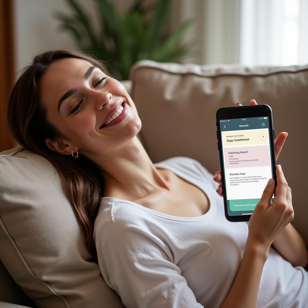 Woman Relaxing with Spa App