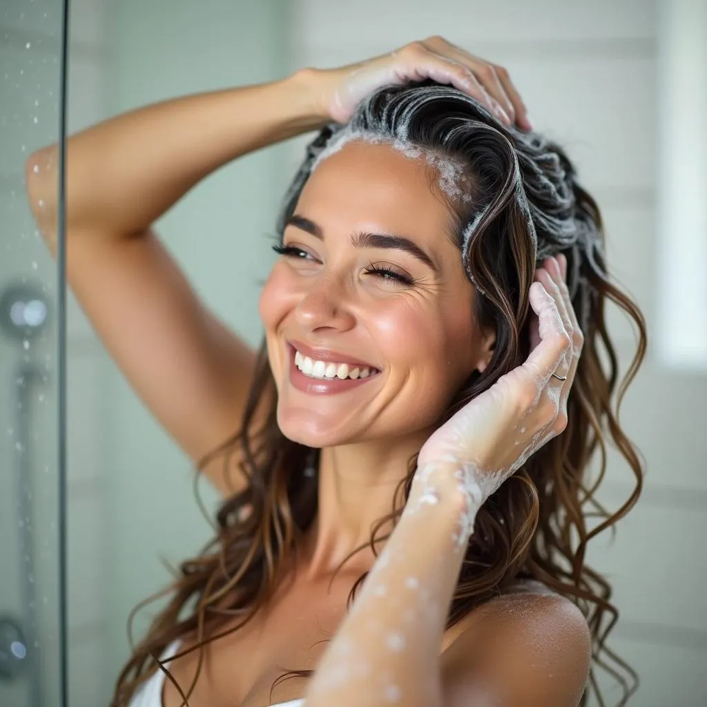 Washing Hair in Shower