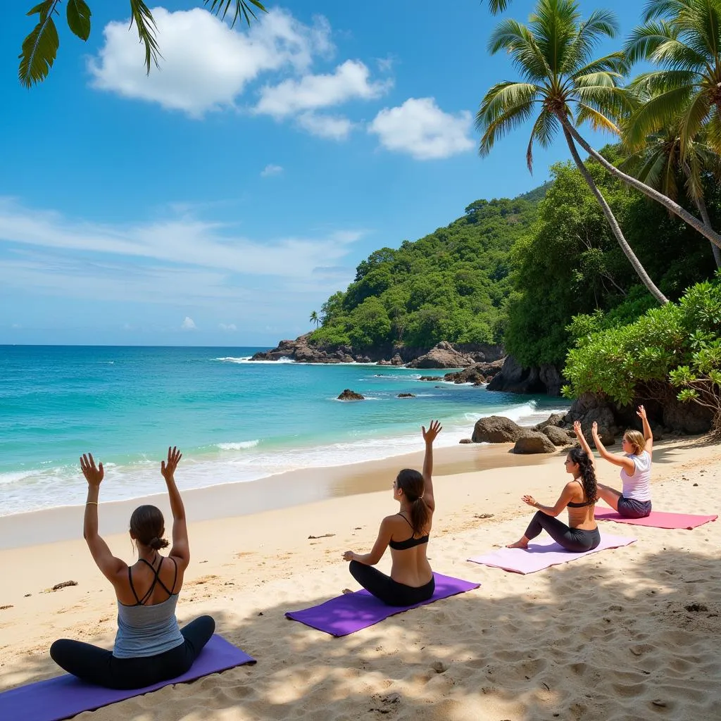 Yoga class on the beach in Costa Rica