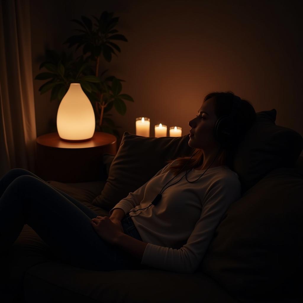 Creating a relaxing atmosphere with dim lights and aromatherapy