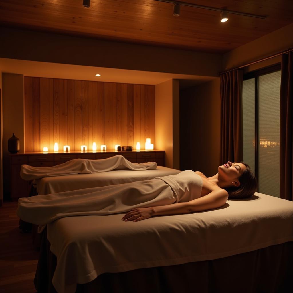 Relaxing in a 24-hour massage spa