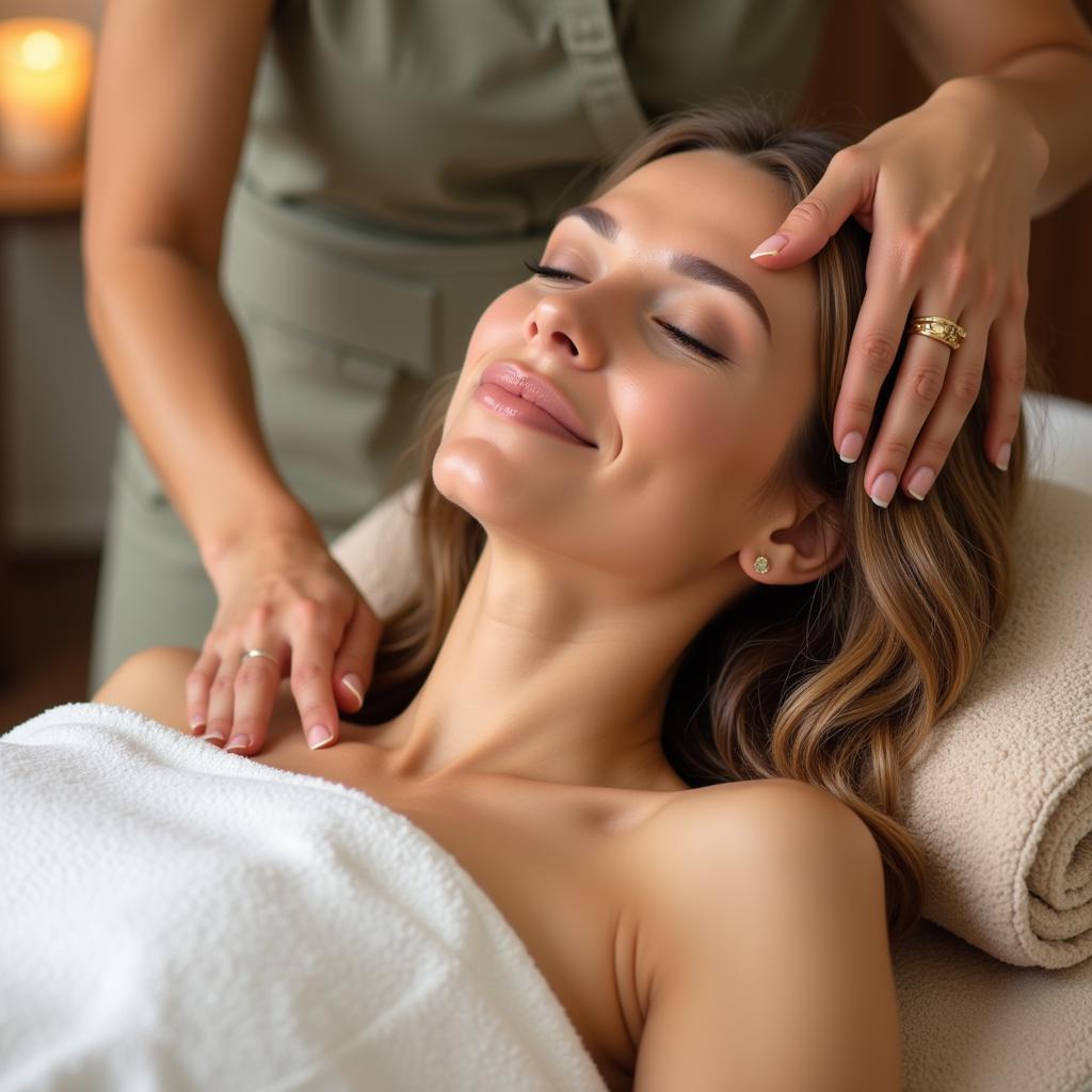 Woman relaxing at spa