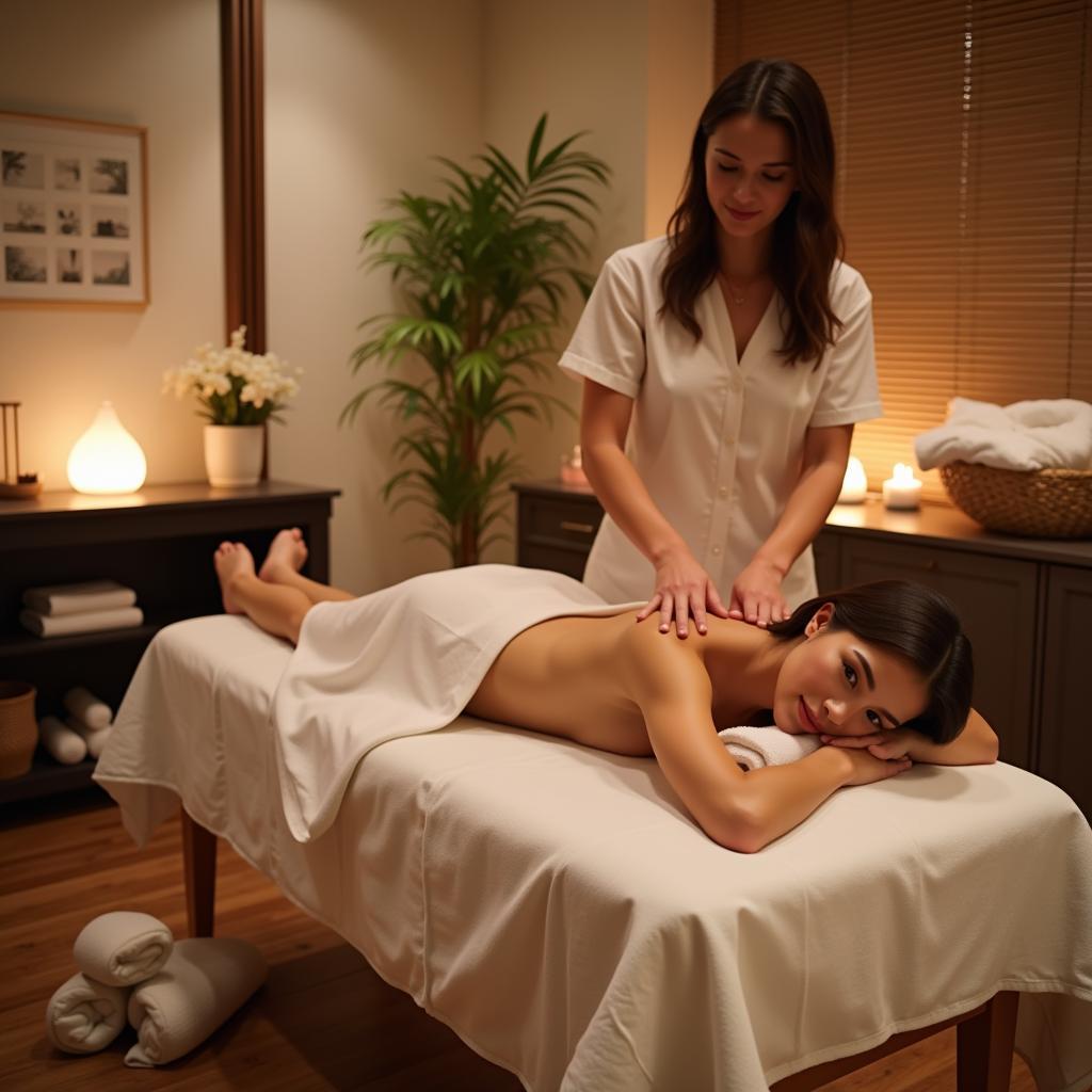 Woman enjoying a relaxing massage at an aa salon and spa