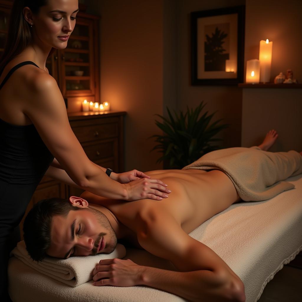 Actor receiving a relaxing massage therapy at a spa in Andheri East