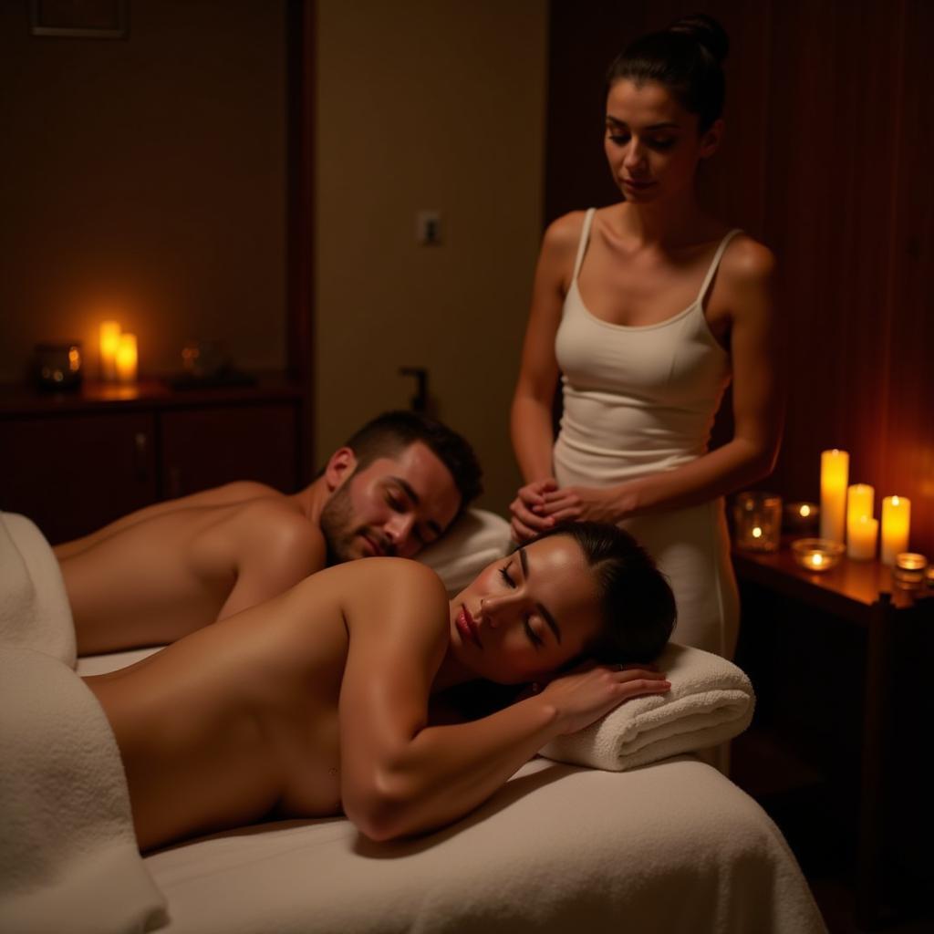 Couple enjoying a relaxing massage at Adam & Eve Spa Dubai