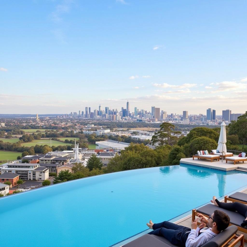 Infinity Pool Overlooking Adelaide Cityscape at a 5-Star Hotel