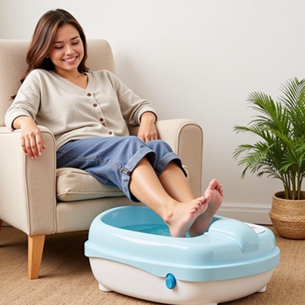 Woman enjoying an affordable foot spa treatment