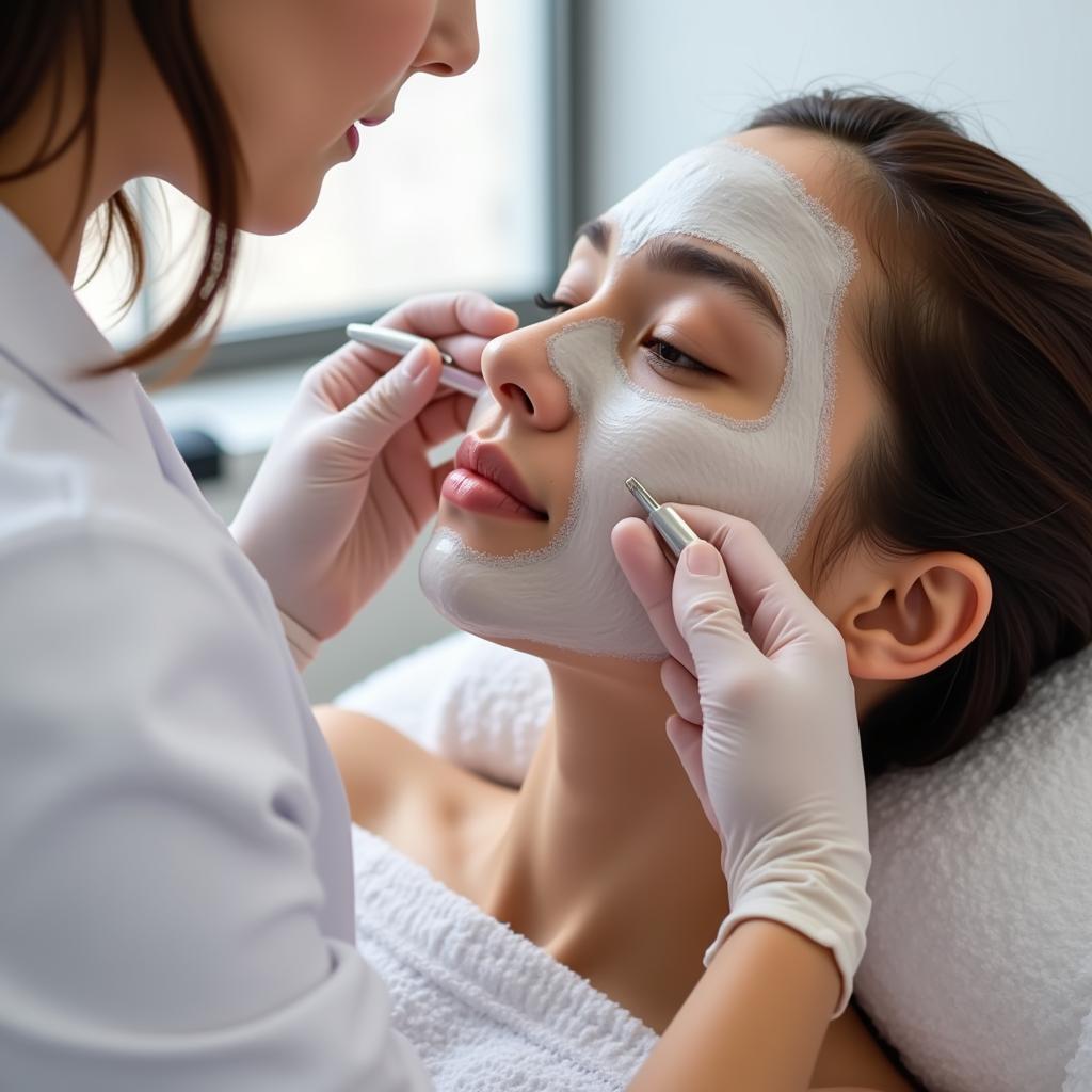 Alexa receiving a facial treatment at the spa