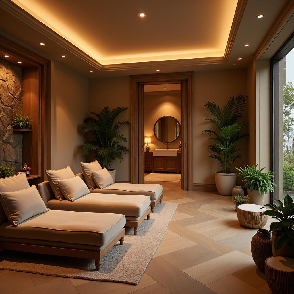 Tranquil Amanary Spa relaxation area with comfortable seating and calming decor.