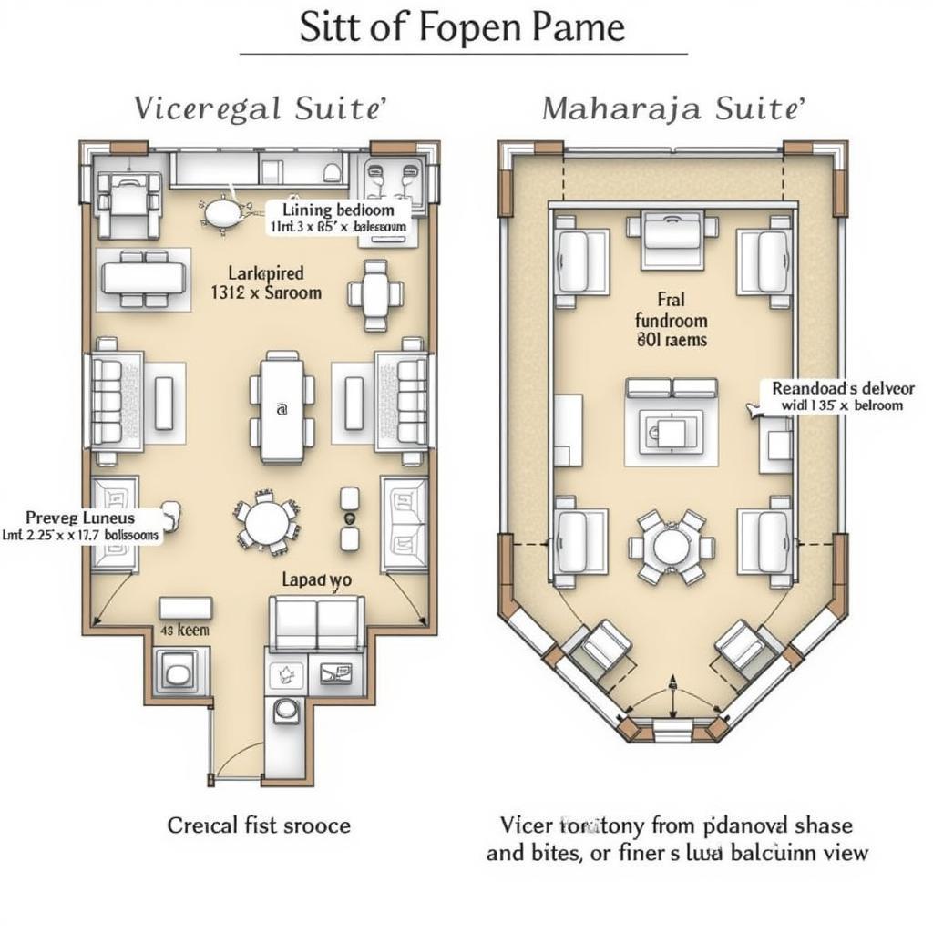 Ananda Suite Floor Plans - Viceregal and Maharaja Suite layouts