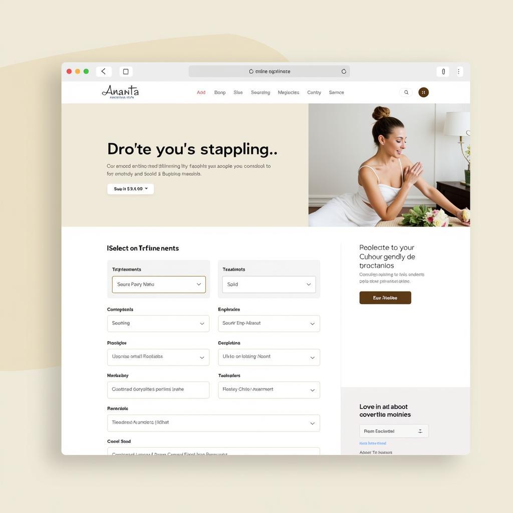 Easy online booking interface for Ananta Spa