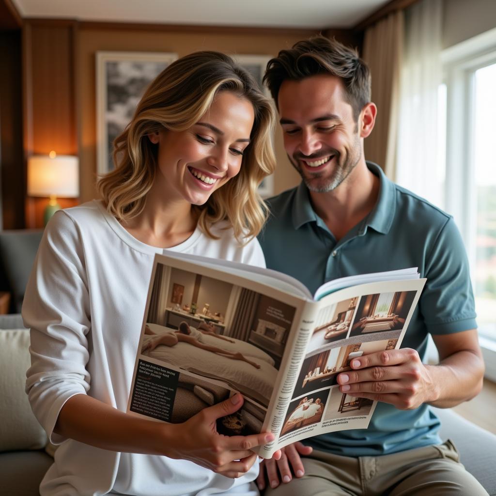 Couple selecting an anniversary spa package