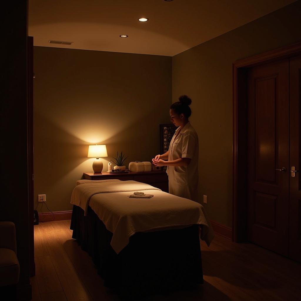 Serene spa treatment room at Antoperla Luxury Hotel Santorini