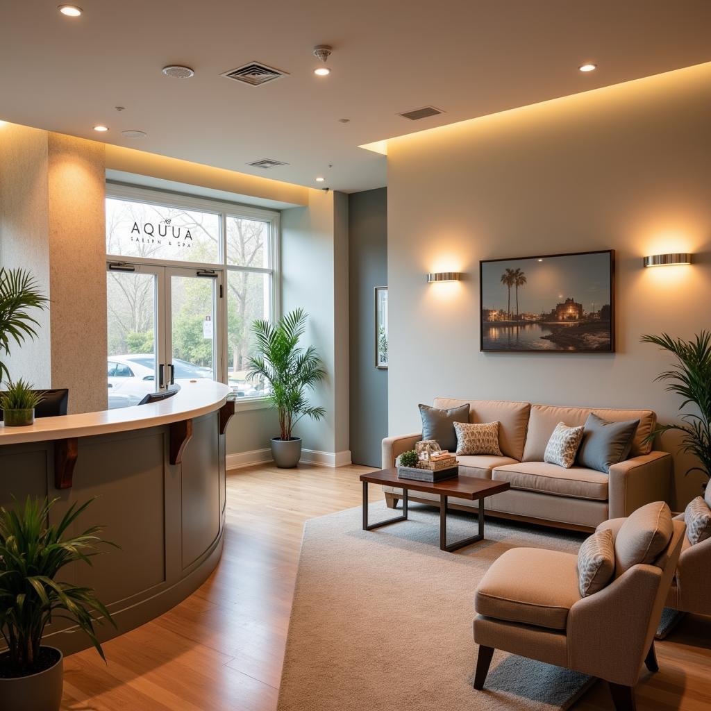 Relaxing Reception Area at Aqua Salon & Spa