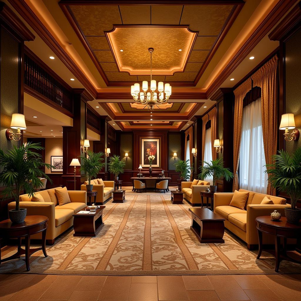 The luxurious lobby of the Arabian Courtyard Hotel & Spa