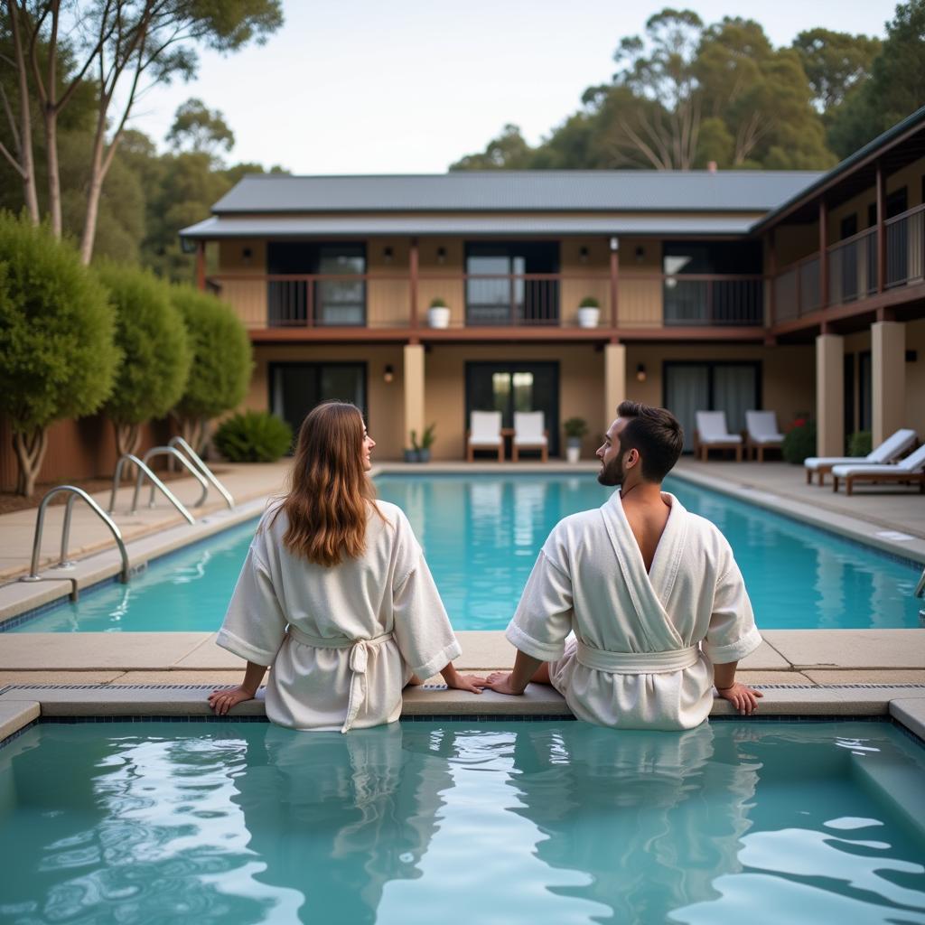 Couple Relaxing at Artesian Spa Motel