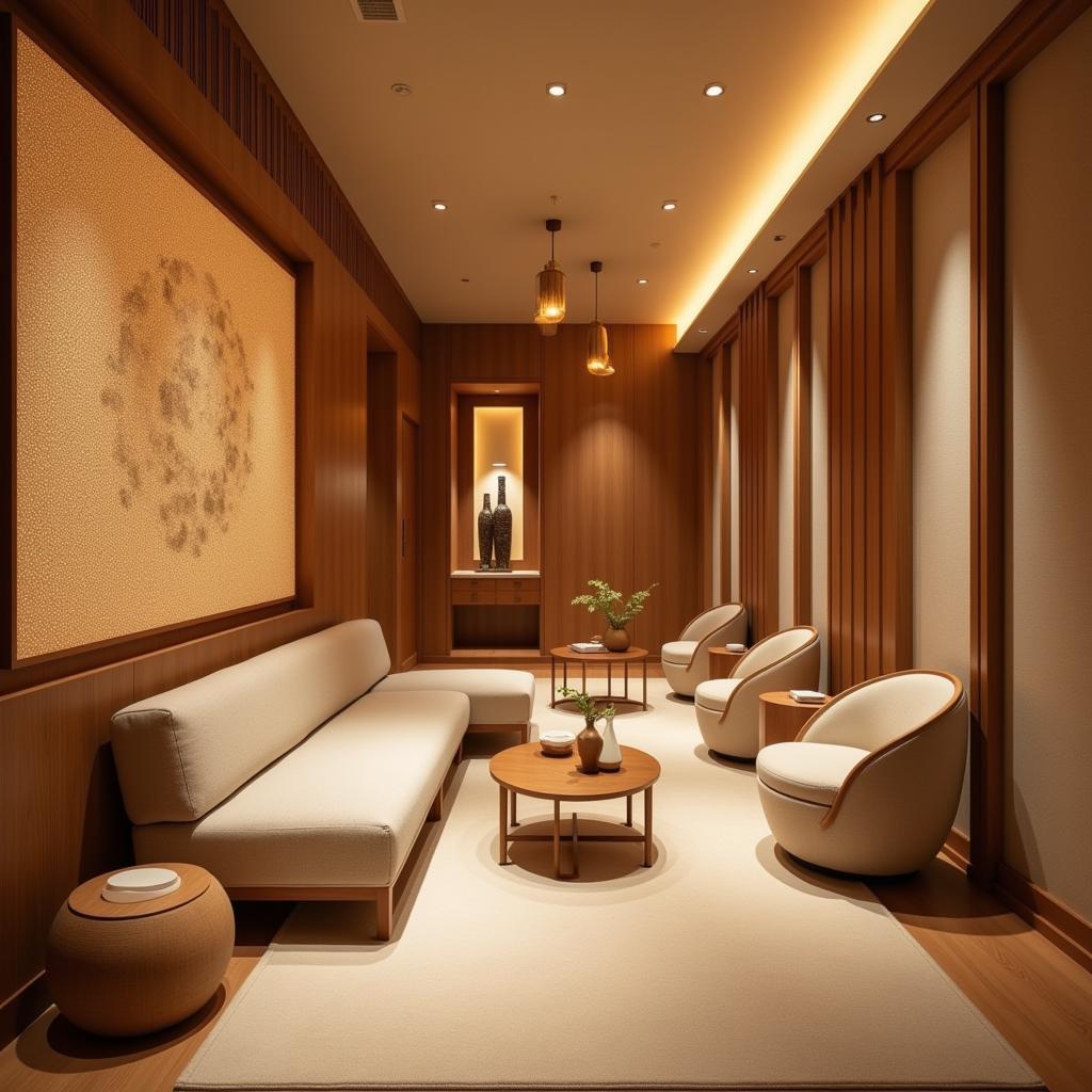 Serene and inviting interior of Asiana Chennai Spa with soft lighting and natural elements.