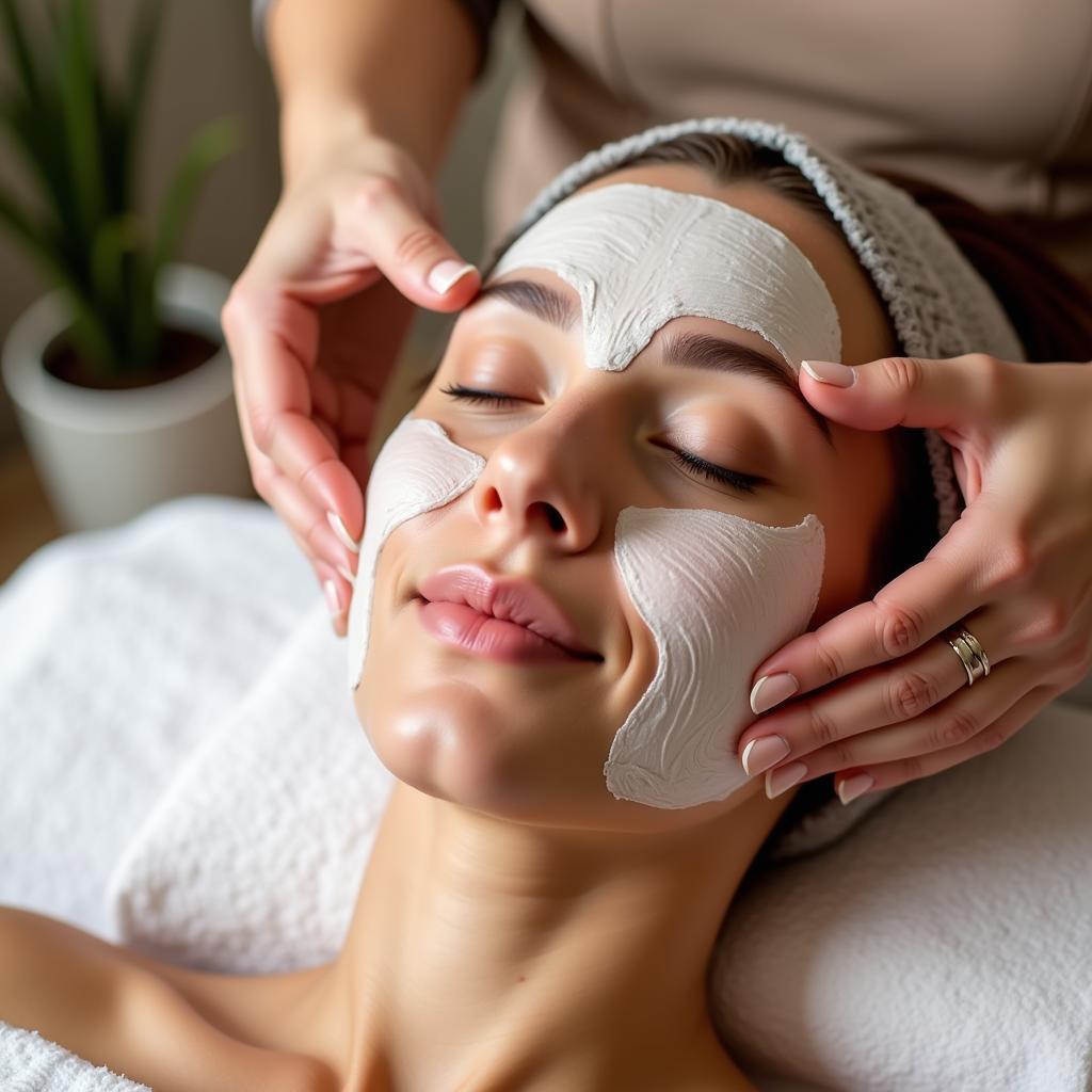 Receiving a facial at an Augusta Day Spa