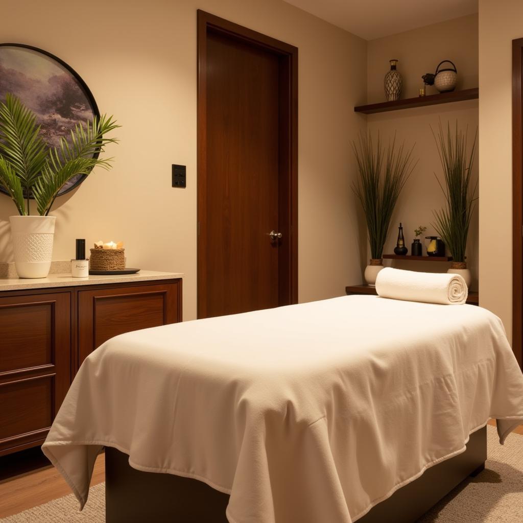 Tranquil treatment room at Aura Spa Saket