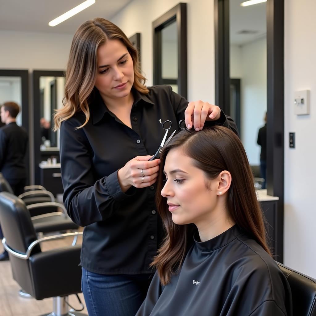 Avalon Salon Stylist Cutting Hair