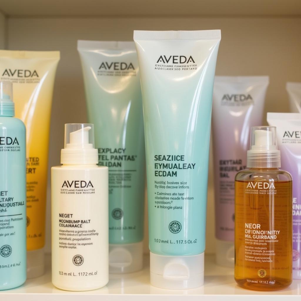 Aveda products display at a Portland spa