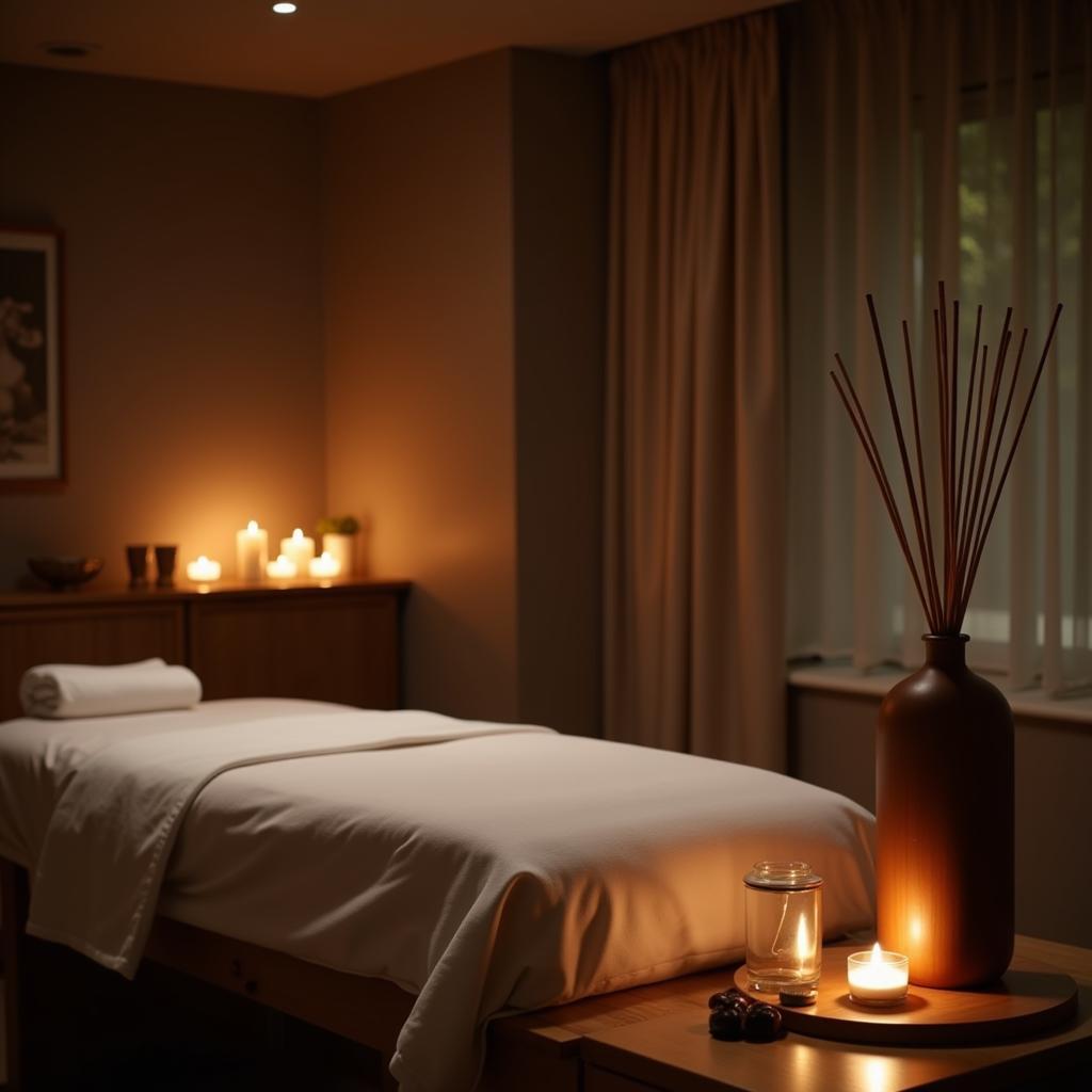 Serene massage room at an Avon Salon and Spa