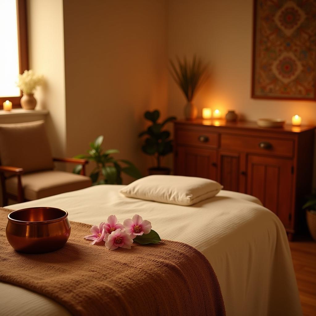 Serene Ayurvedic Spa Treatment Room