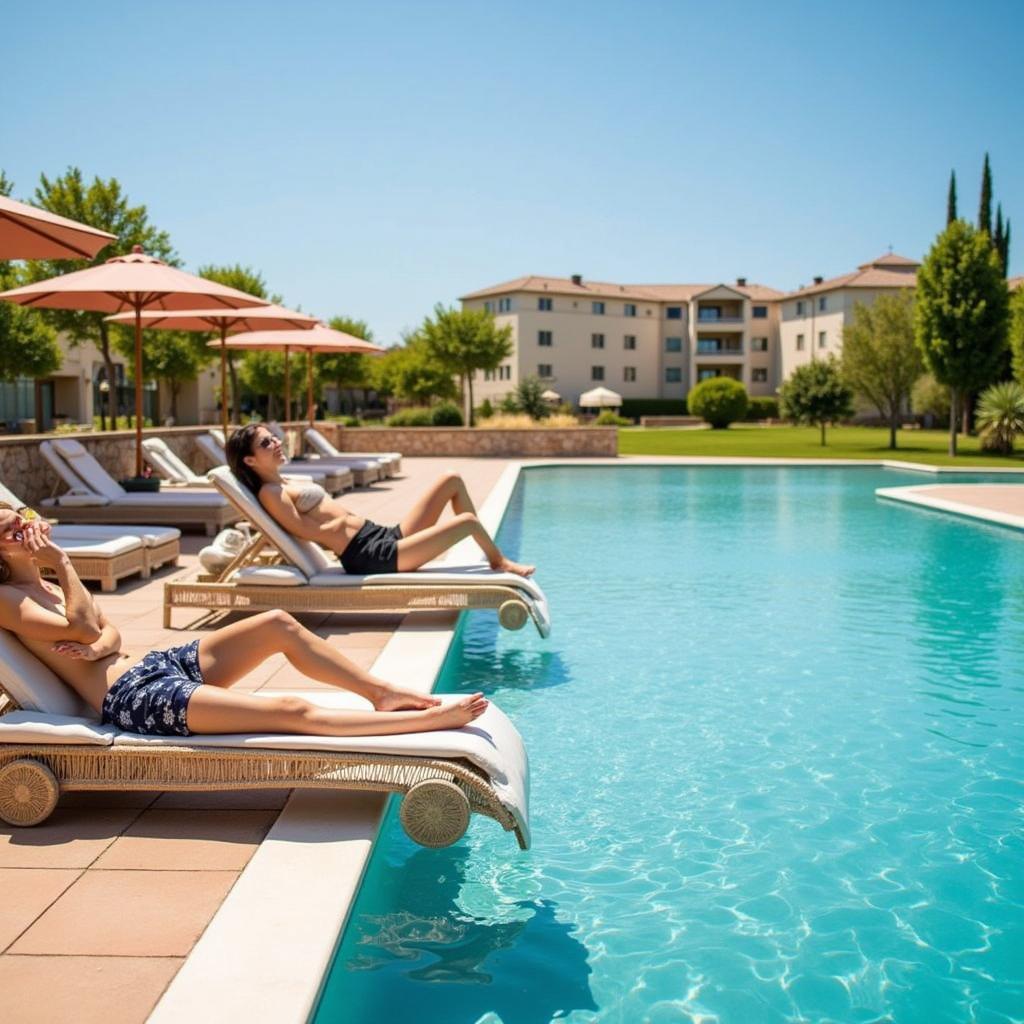 Relaxing by the pool at Azzaro Resorts & Ganga Spa