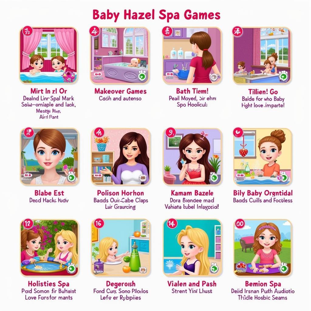 Different Baby Hazel Spa Game Types