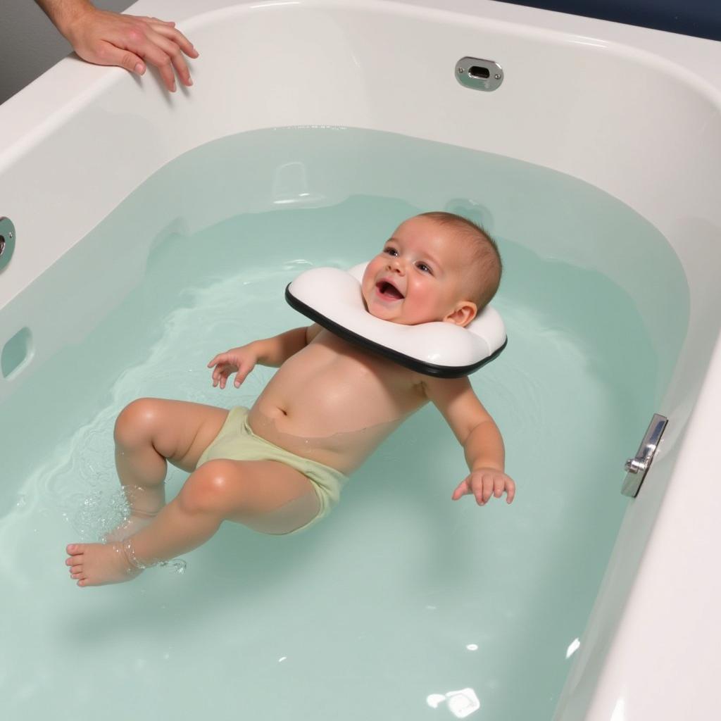 Baby enjoying a hydrotherapy session in a baby spa in Hyderabad