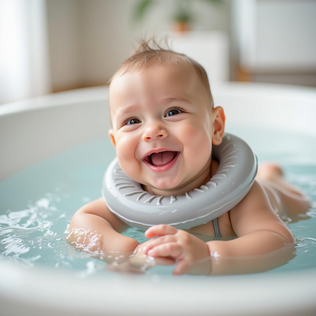 Baby enjoying hydrotherapy session in a Malaysian baby spa