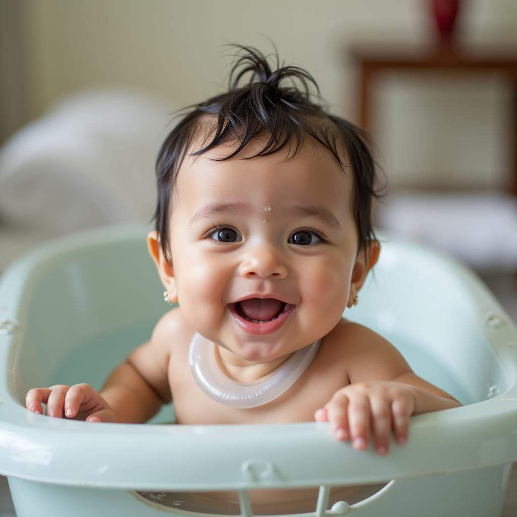 Baby enjoying floatation therapy in Pondicherry