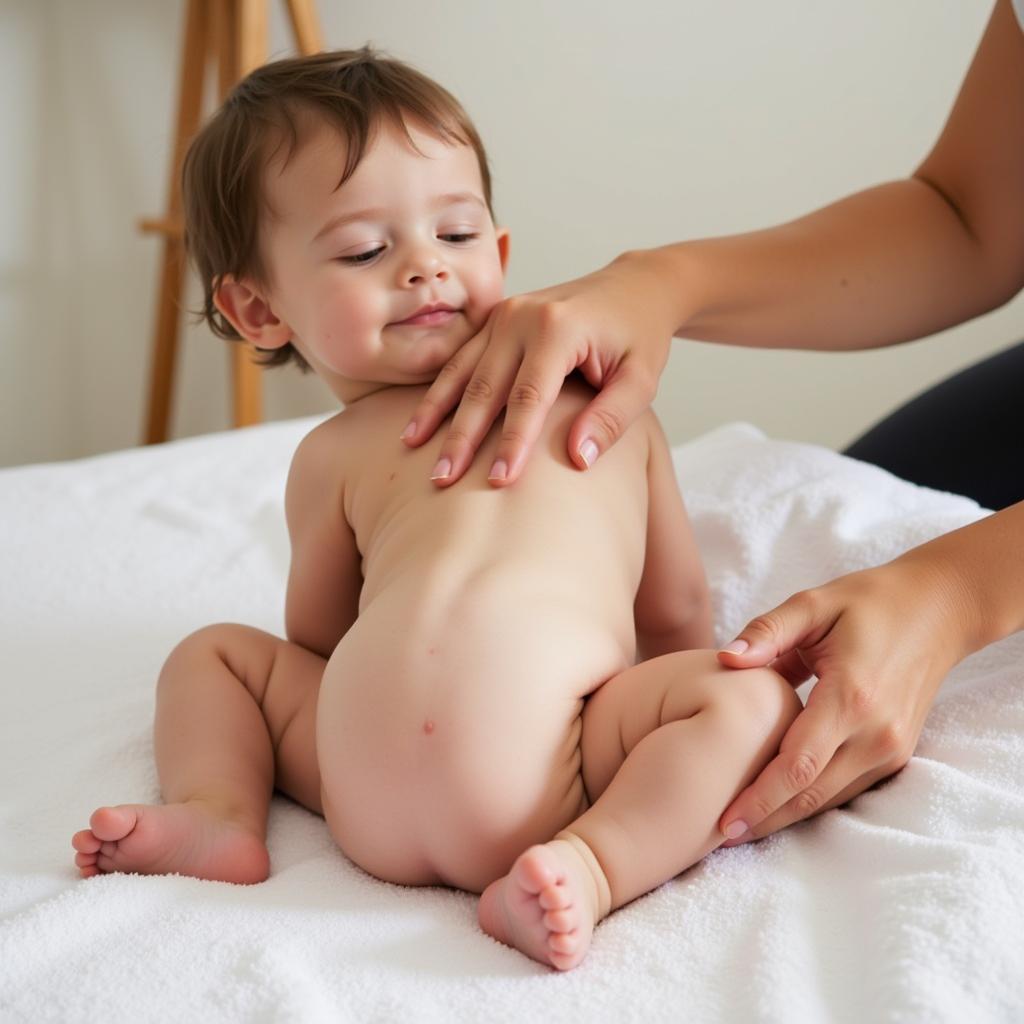 Infant receiving a gentle massage at a baby spa in Pondicherry