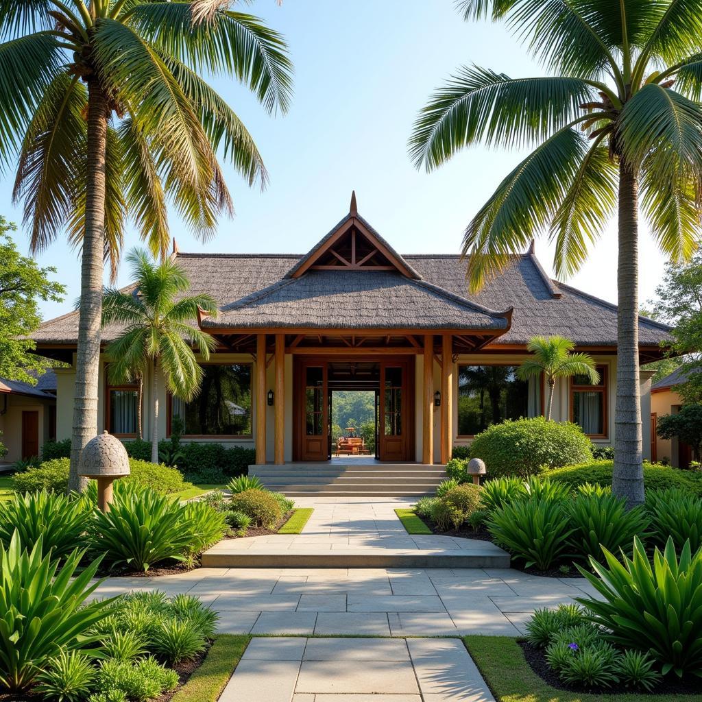 Luxurious exterior of Banyan Tree Spa Bintan amidst tropical greenery