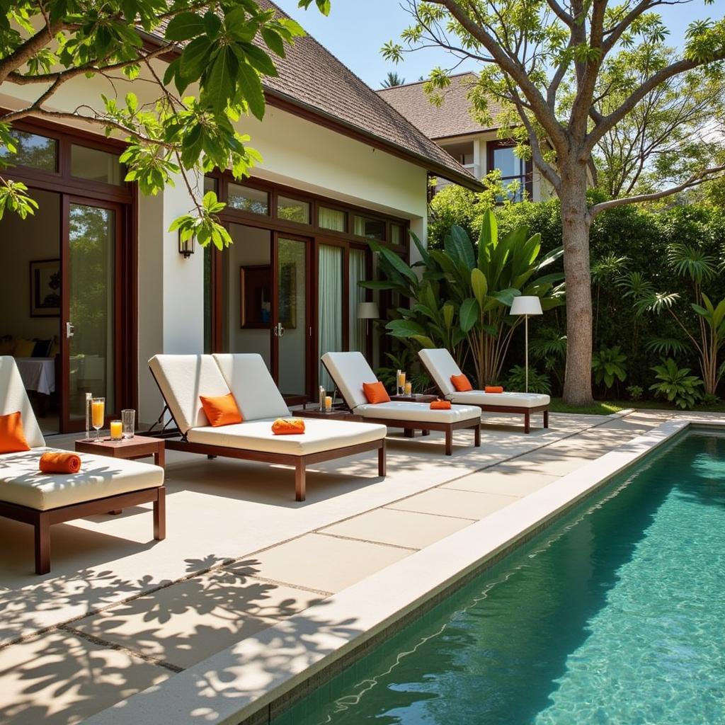 Relaxation area at Banyan Tree Spa Bintan with comfortable lounge chairs