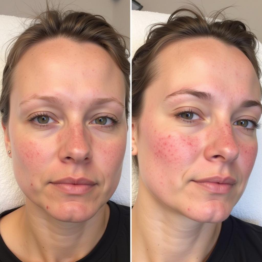 A before-and-after photo showcasing the results of acne treatment at a leading spa in Orlando, FL