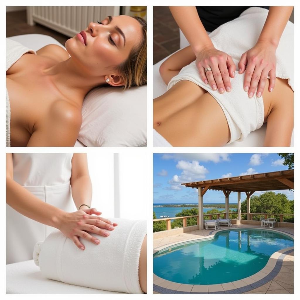 Various treatments offered at an aqua medical spa in Barbados