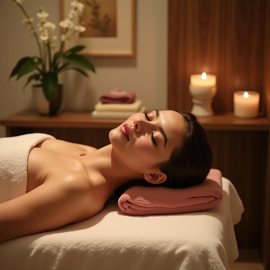 Woman relaxing in a spa near Jayanagar